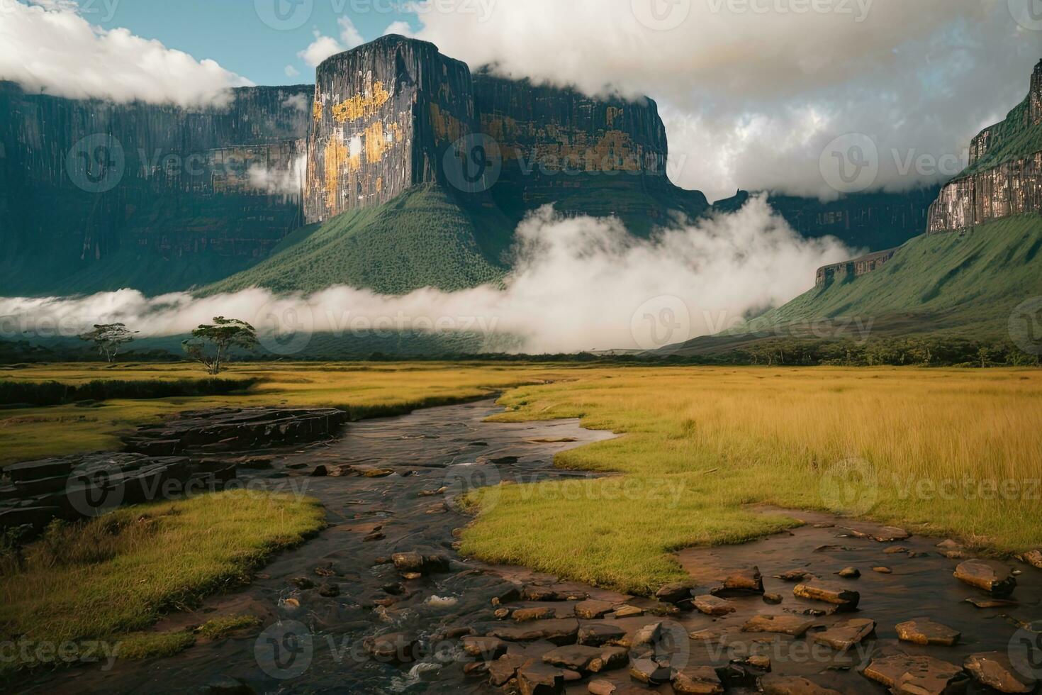 ai generado majestuoso cascadas cascada rodeado por lozano acantilados y verdor generativo por ai foto