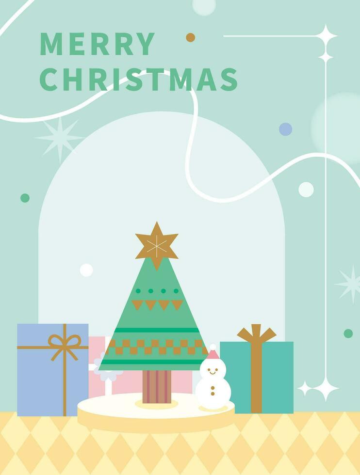 Merry Christmas holiday illustration greeting card. Sale poster cover banner packaging decoration design vector