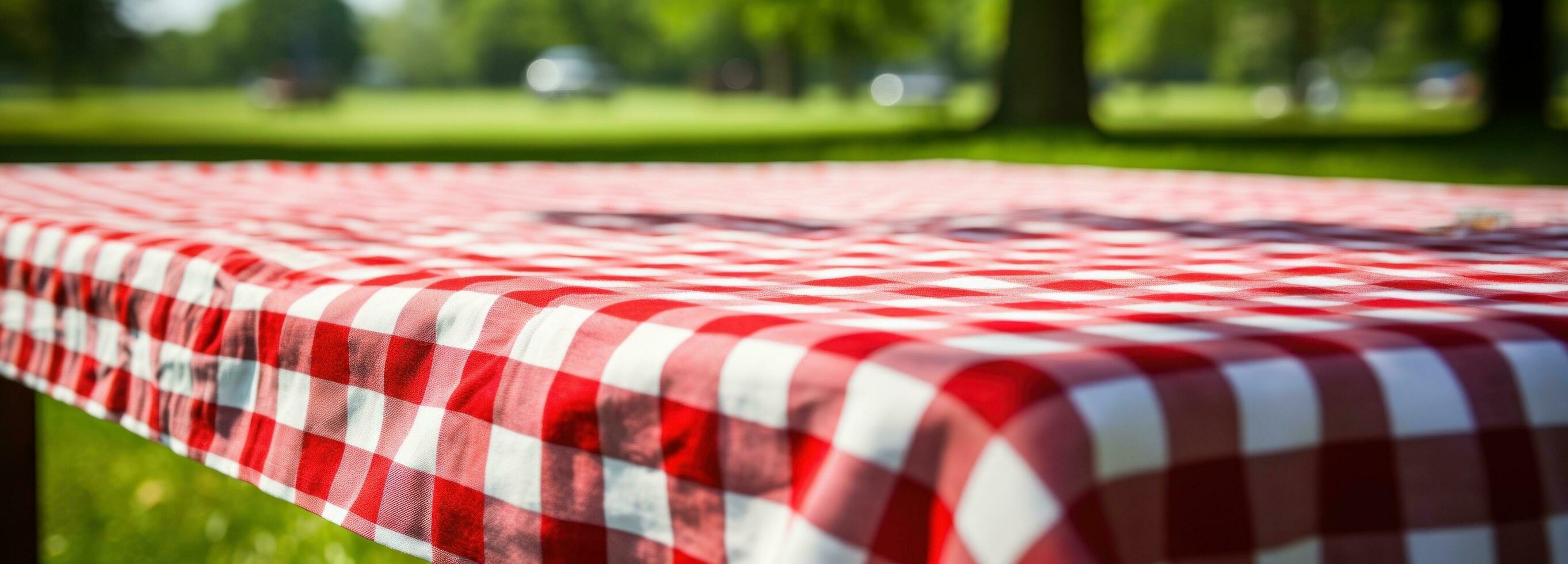 AI generated table in park on tablecloth photo