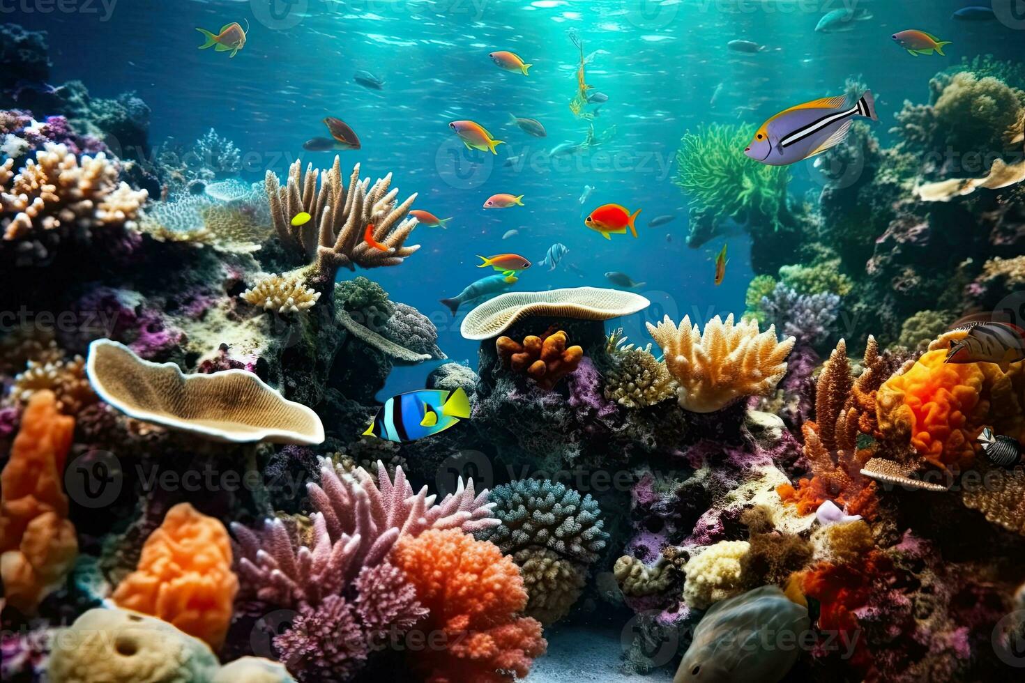 AI Generated Tropical sea underwater fishes on coral reef. Aquarium ...