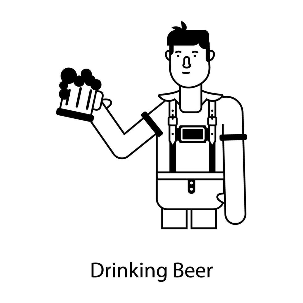 Trendy Drinking Beer vector