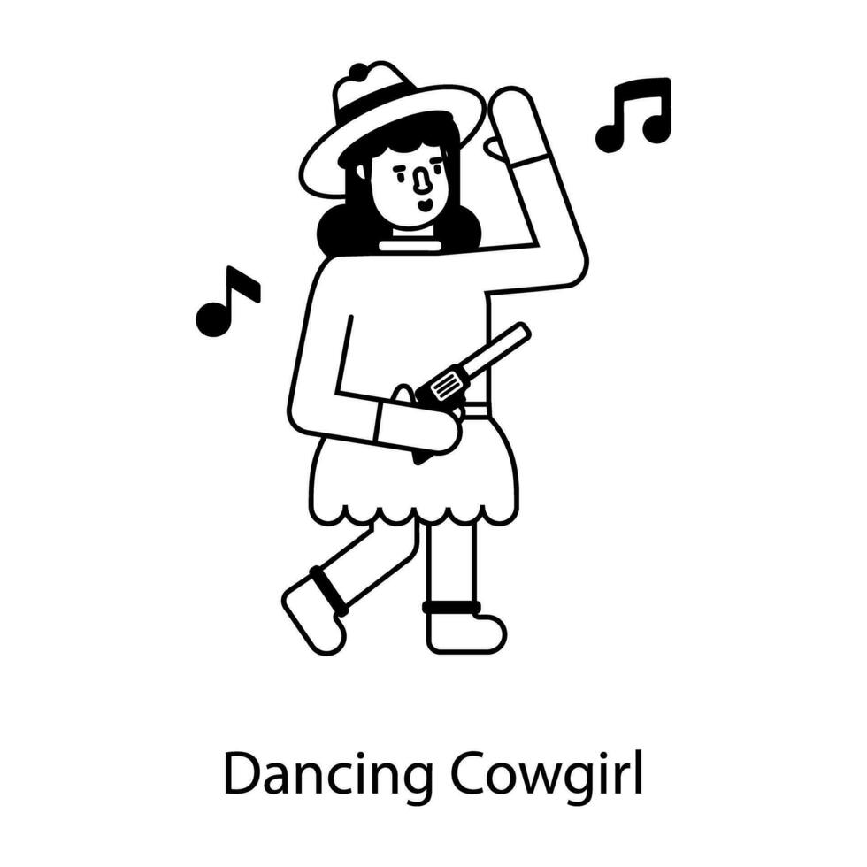 Trendy Dancing Cowgirl vector