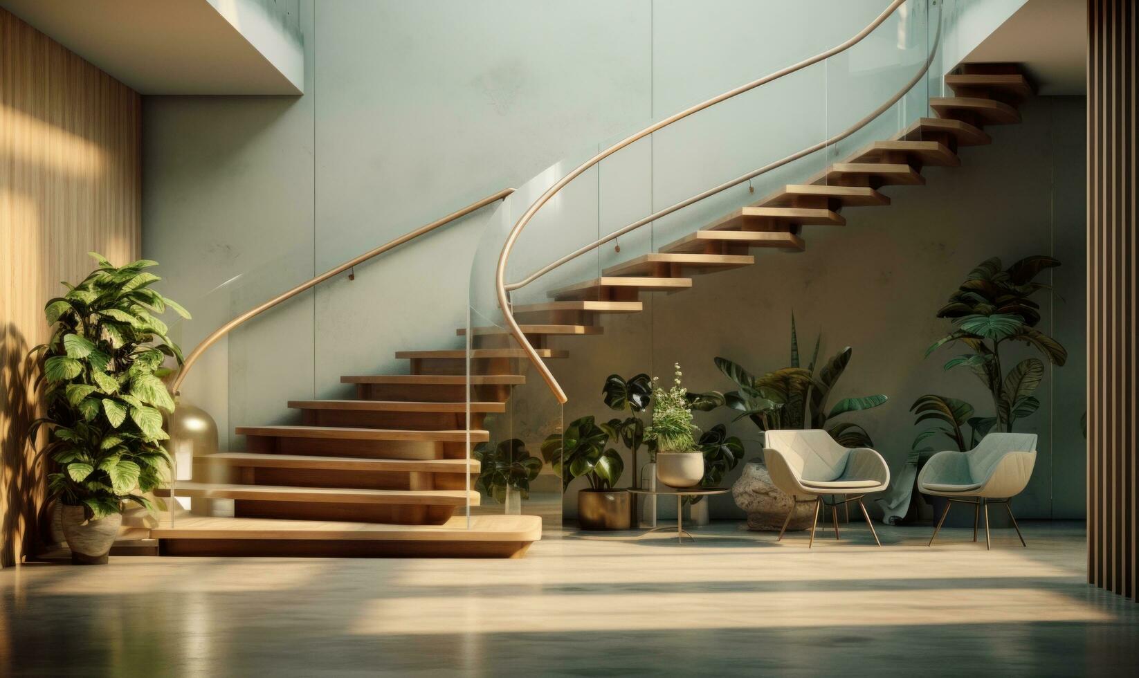 ai generado diseño escalera madera, foto