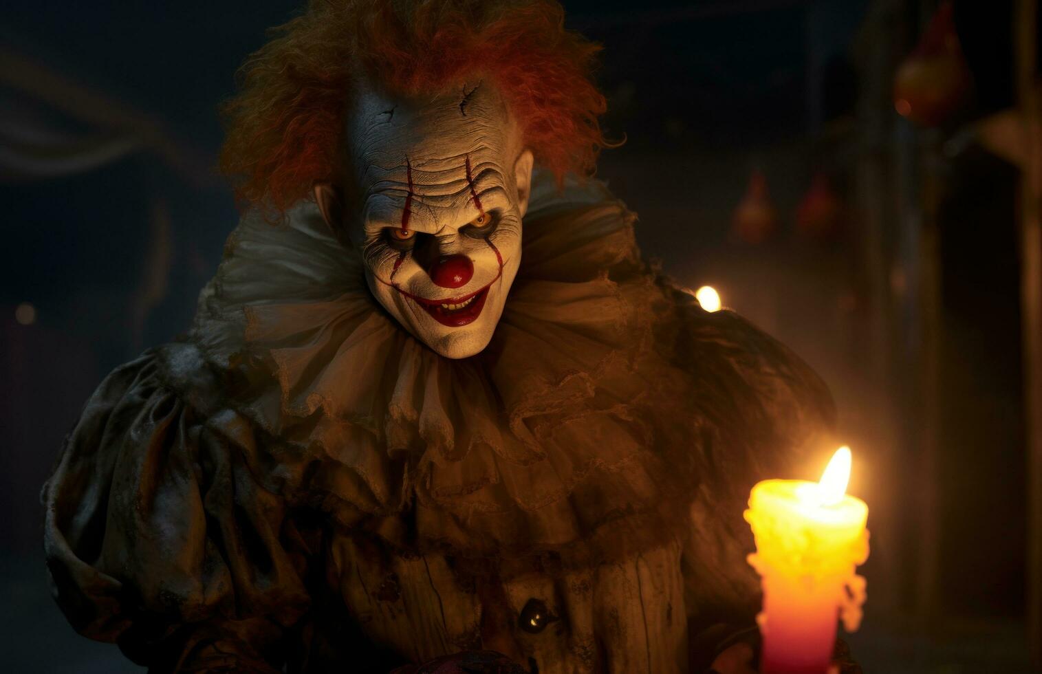 AI generated the clown on dark backgound photo
