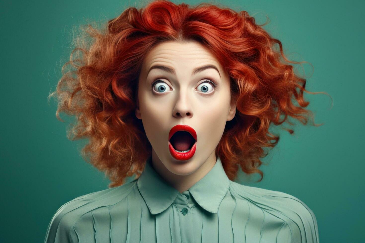 AI generated woman making surprised face photo