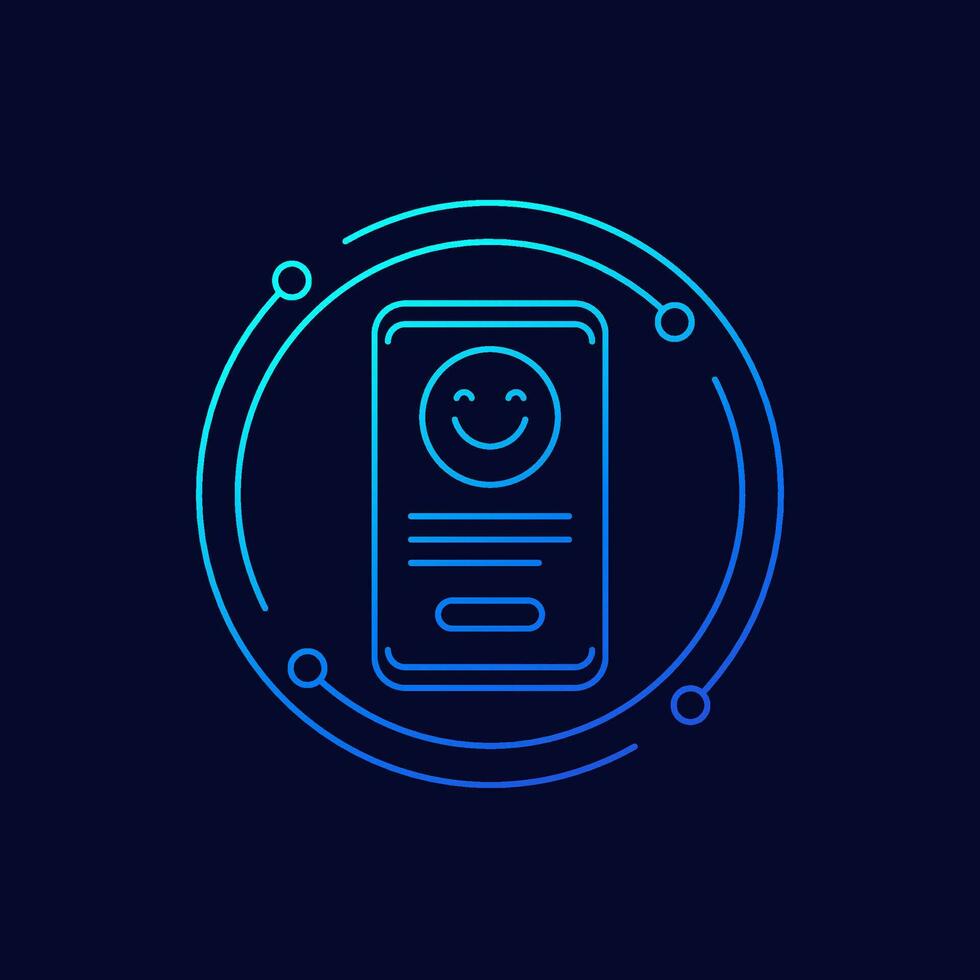 good review icon with a phone, linear design vector