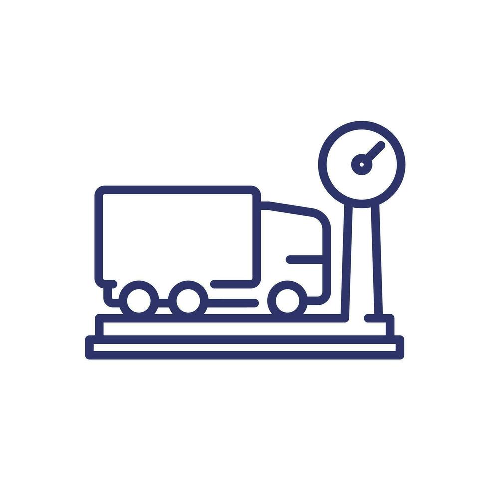 truck weight line icon with a big scales vector