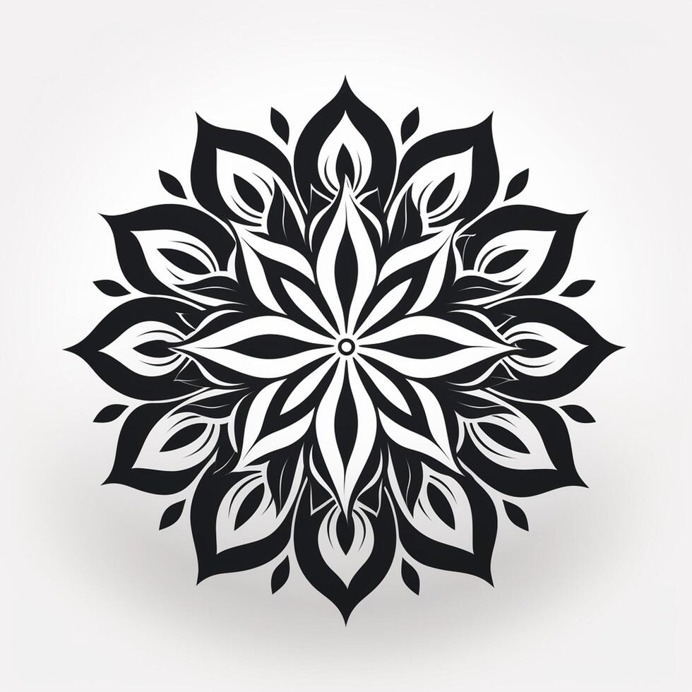 AI generated 2D flat thick ornate black circle on a white background photo