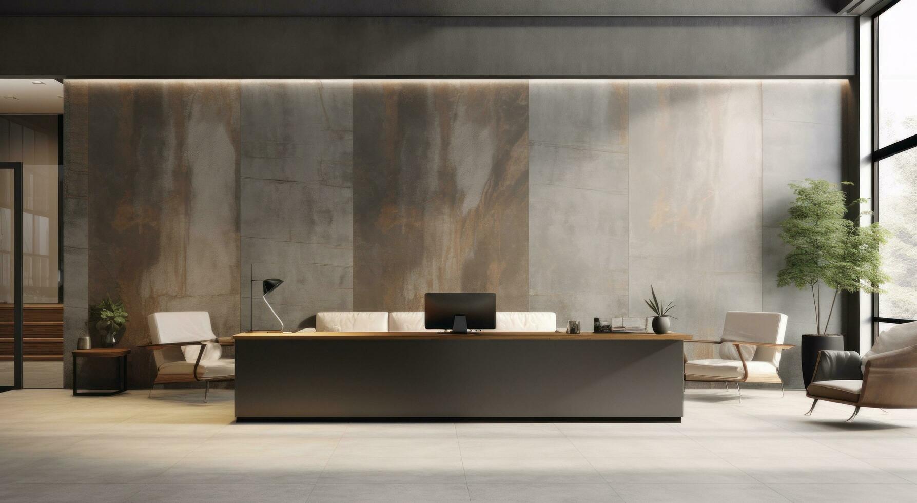 AI generated real modern office lobby with an open plan photo