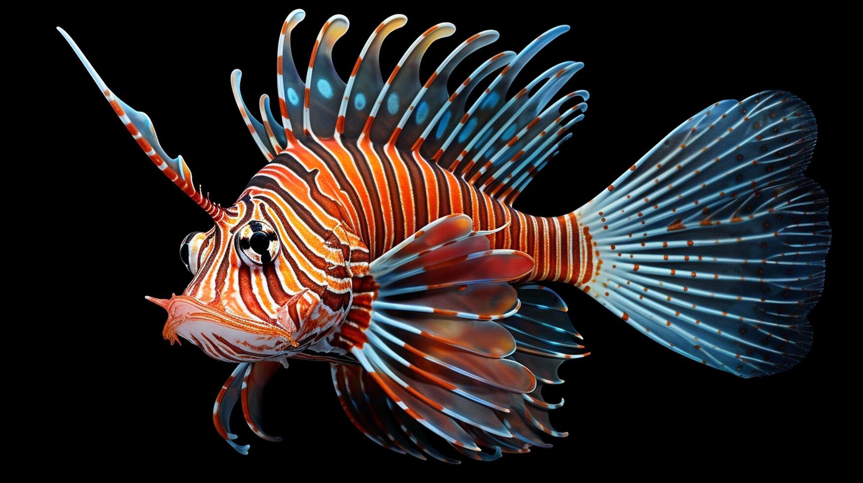 AI generated Lionfish underwater wallpaper background photo