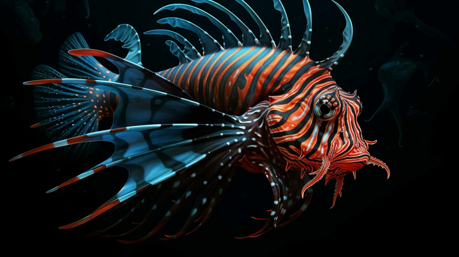 AI generated Lionfish underwater wallpaper background photo