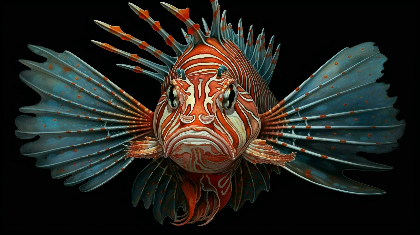 AI generated Lionfish underwater wallpaper background photo