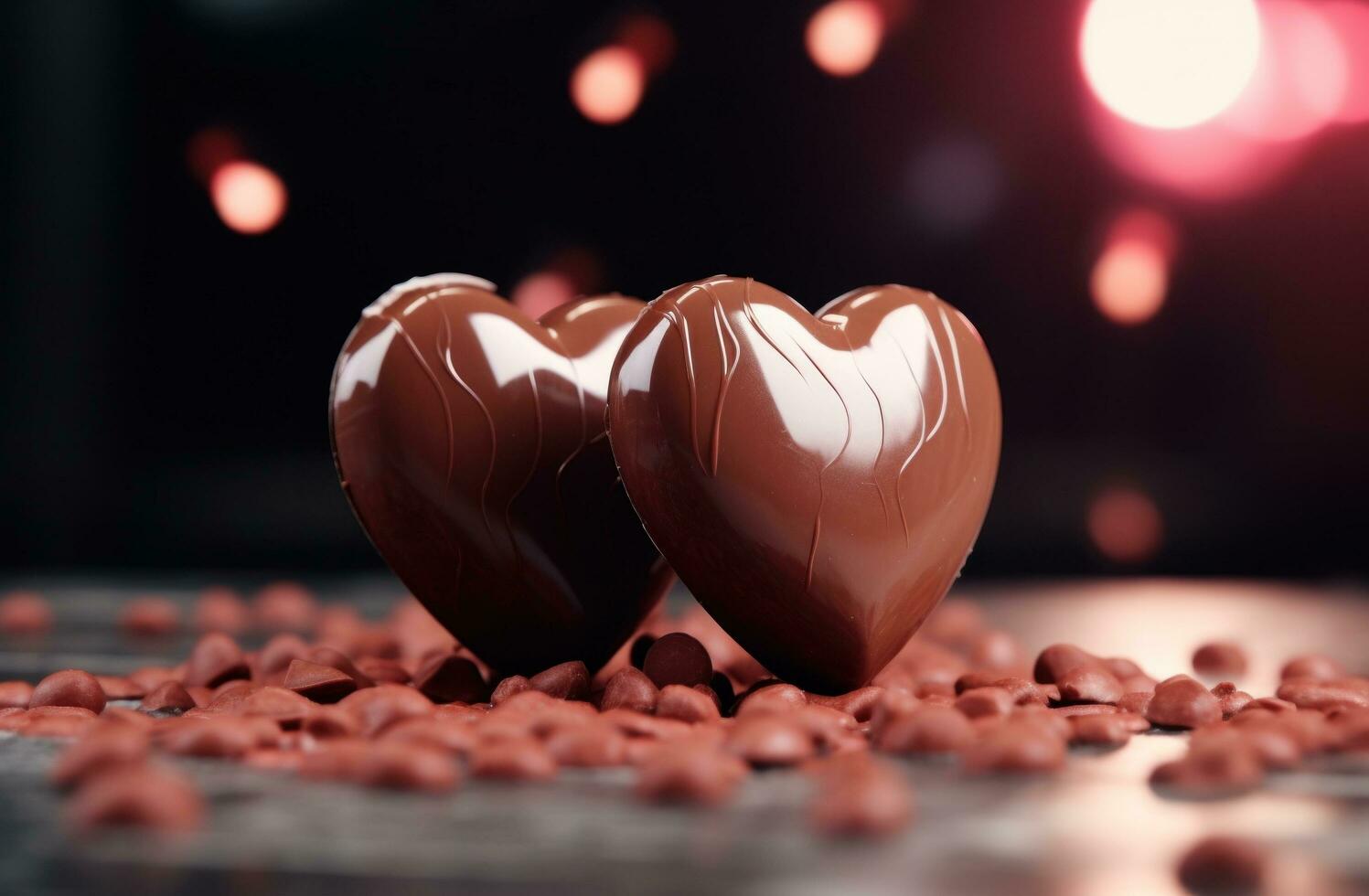 AI generated chocolate heart shaped chocolate wallpaper photo