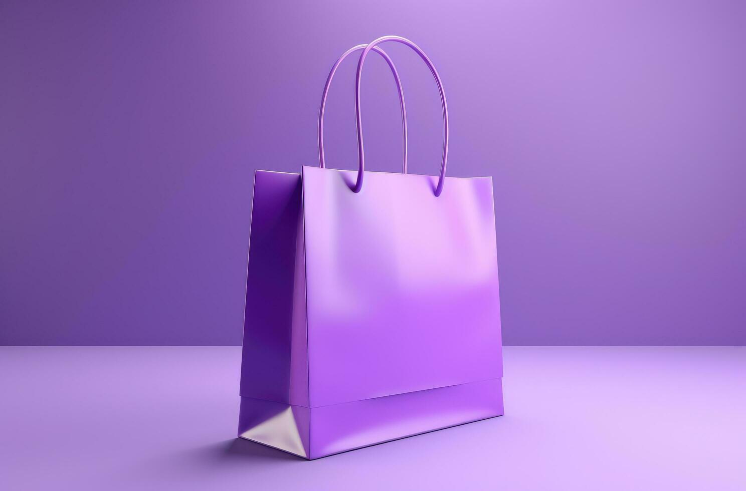 AI generated a purple shopping bag against a purple background photo