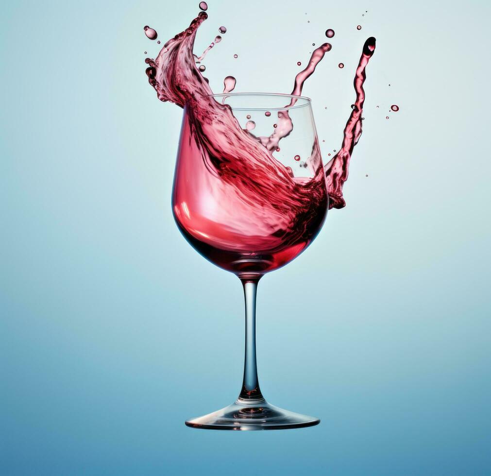 AI generated a glass of red wine being splashed with red wine photo
