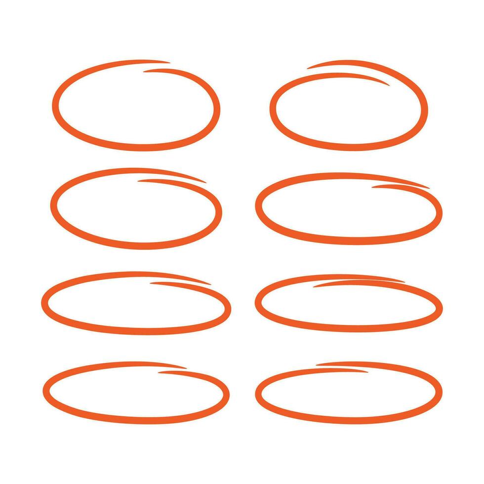 Hand drawn ovals and circles marker set vector illustration.