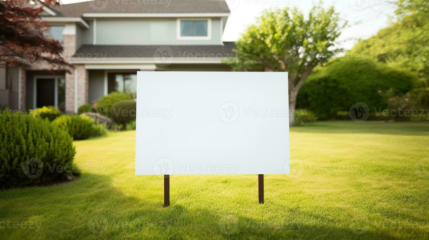 AI generated Generative AI, Real estate street sign or banner mock up, for sale blank photo