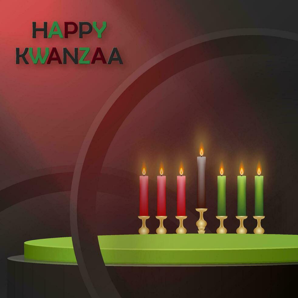 3d Round podium stage for Happy kwanzaa card vector