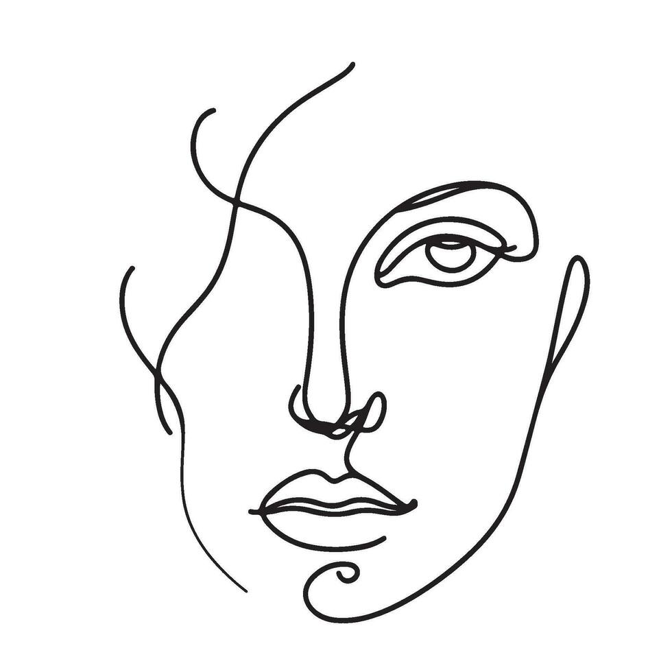 Minimalistic Face Line Art vector