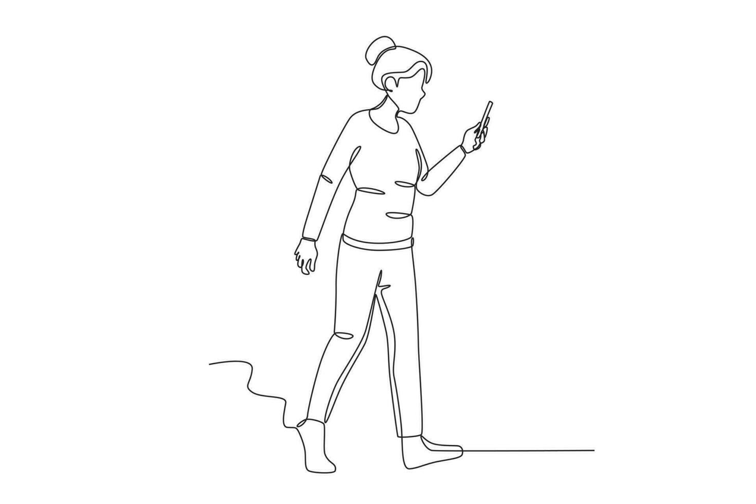 A woman playing social media while walking vector
