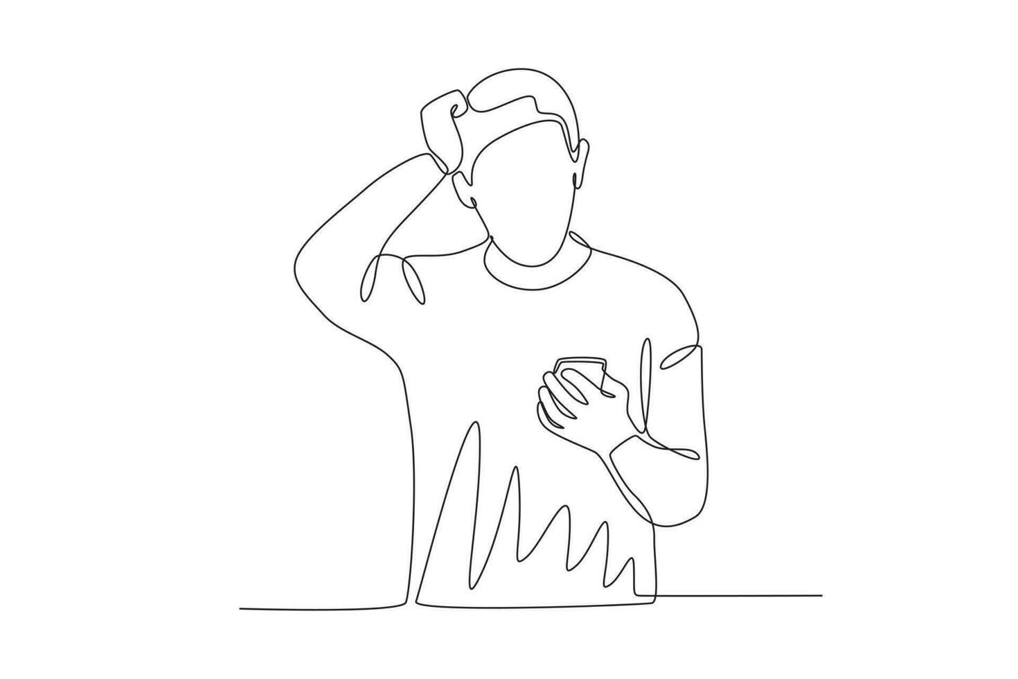 A dizzy man playing cellphone vector
