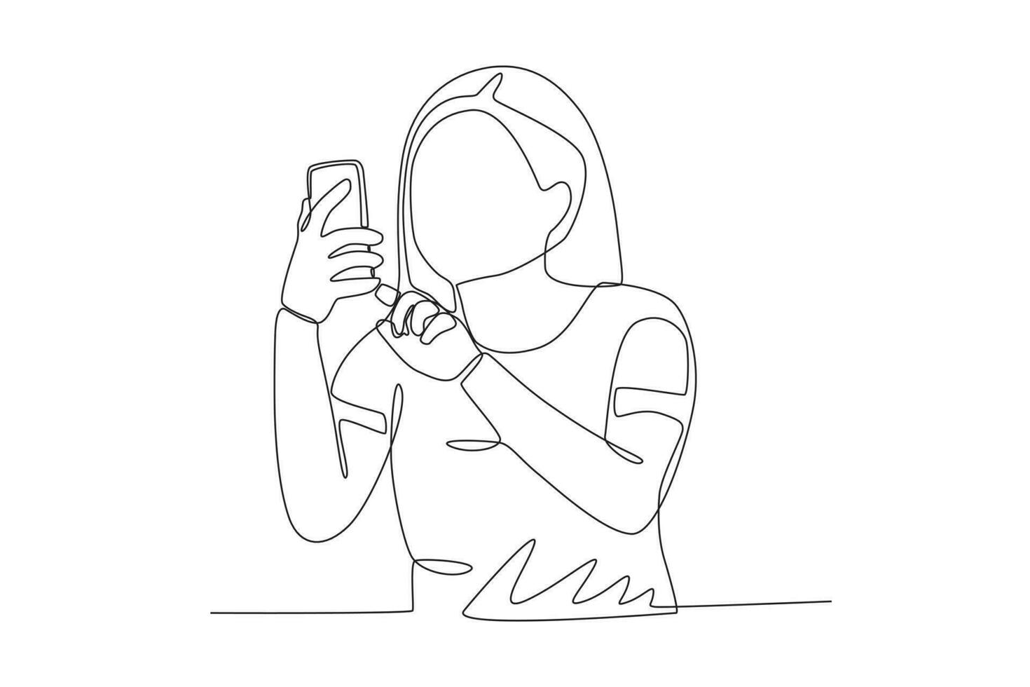 A girl focuses on playing with gadgets vector