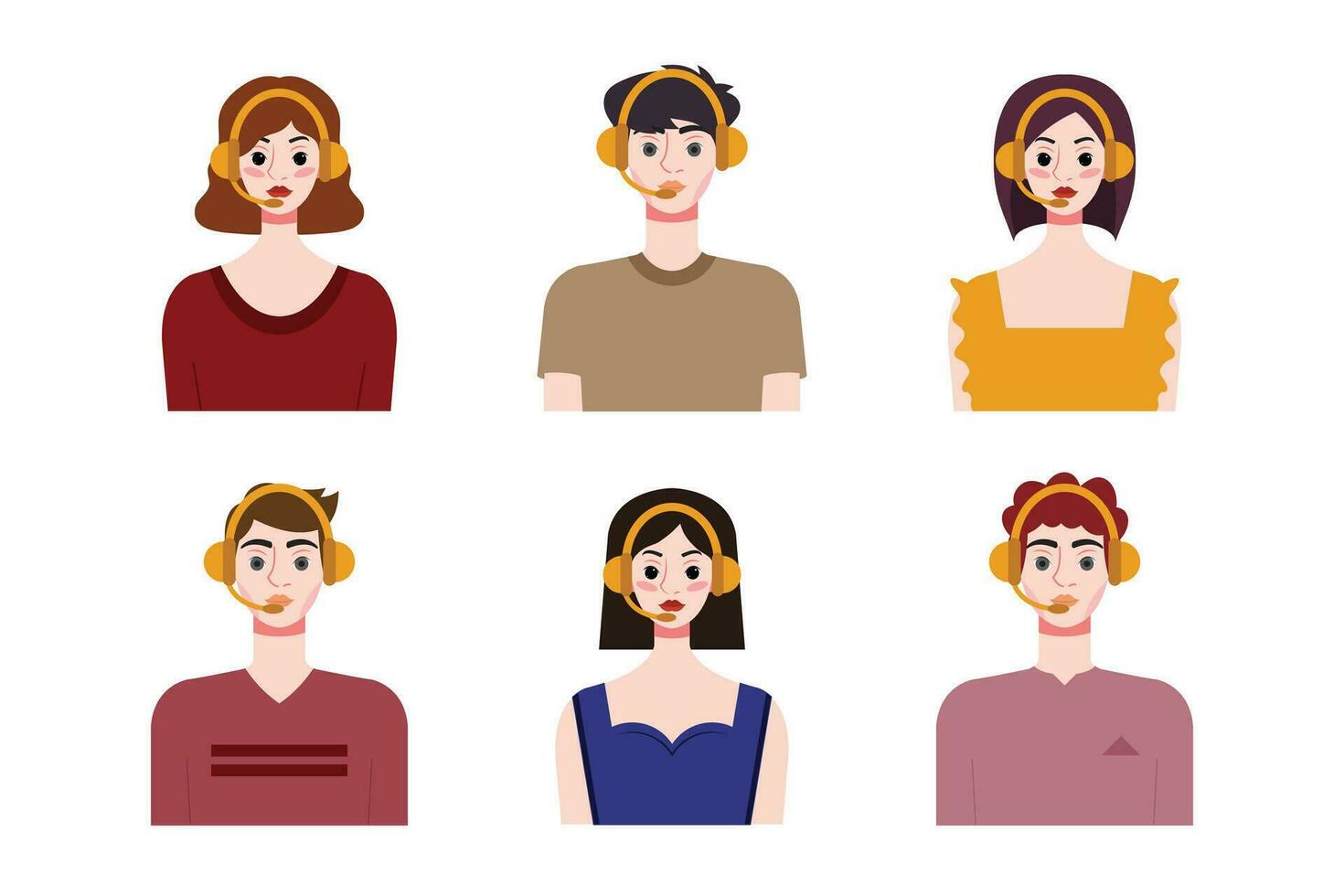 conjunto de joven personas con diferente peinados plano estilo vector ilustración.