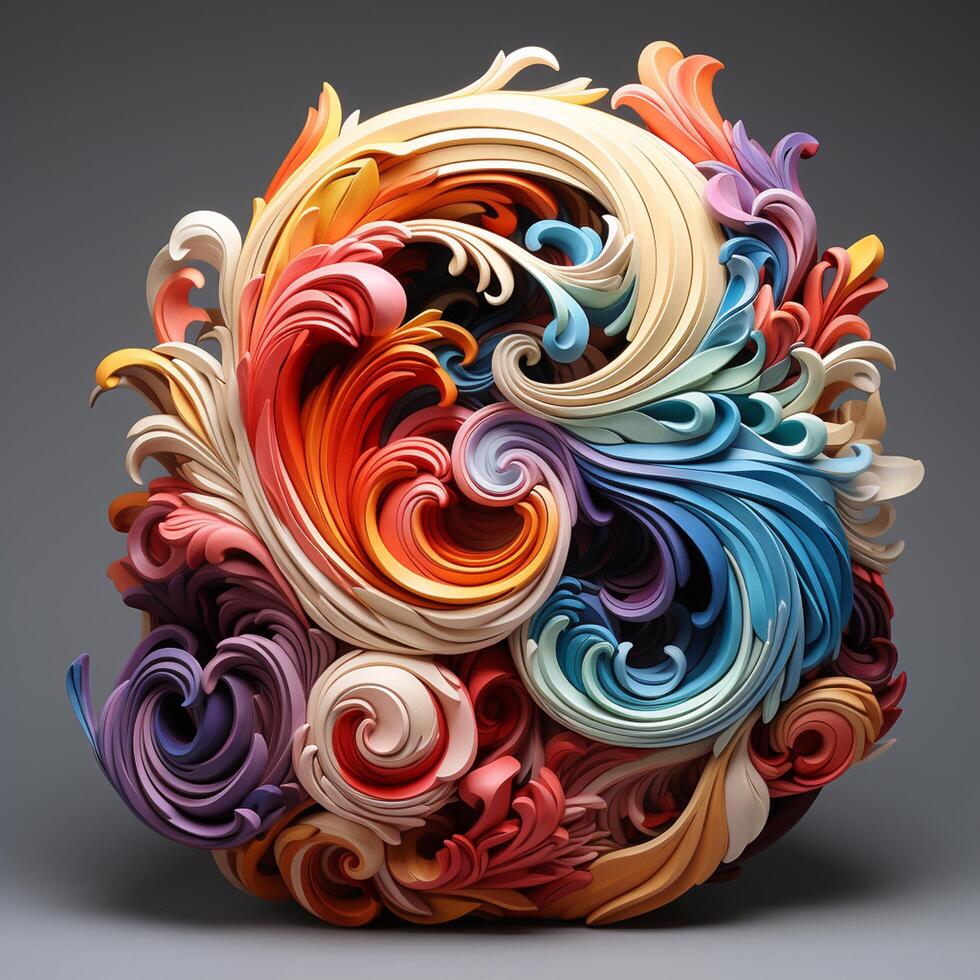 AI generated abstract sculpture on white backrgound photo