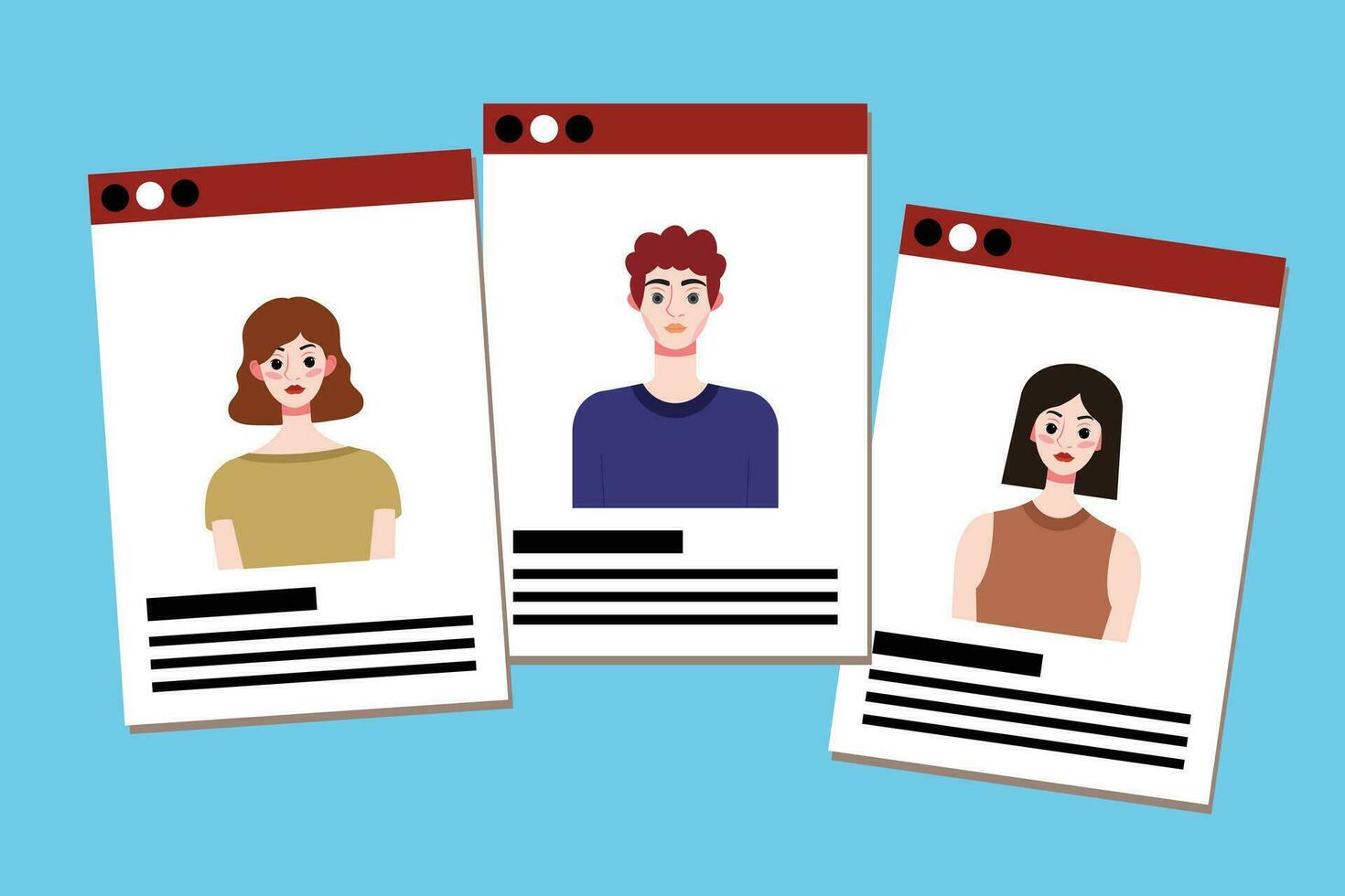 Set of profile photo templates for social networks. Vector illustration in flat style