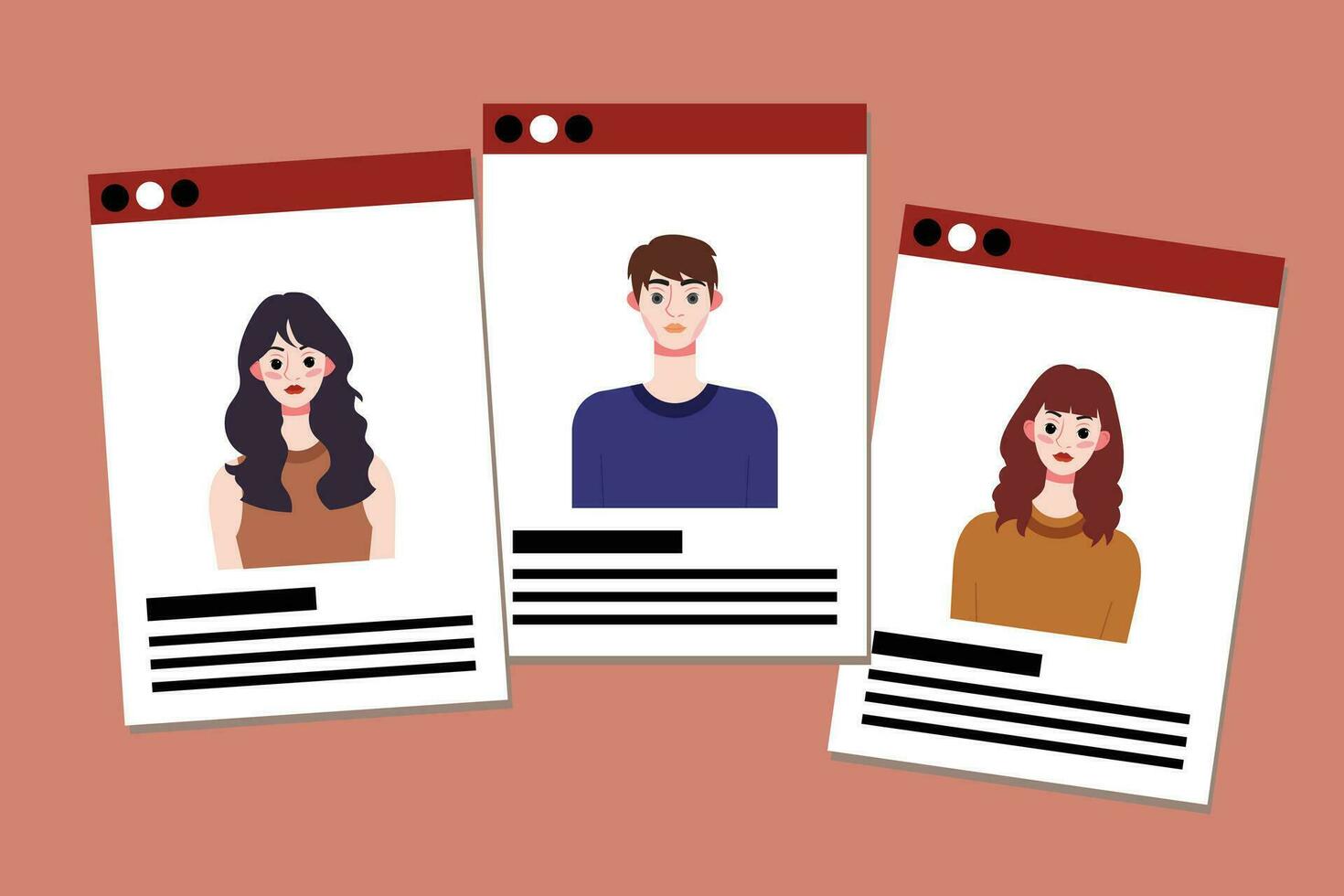 Set of profile photo templates for social networks. Vector illustration in flat style