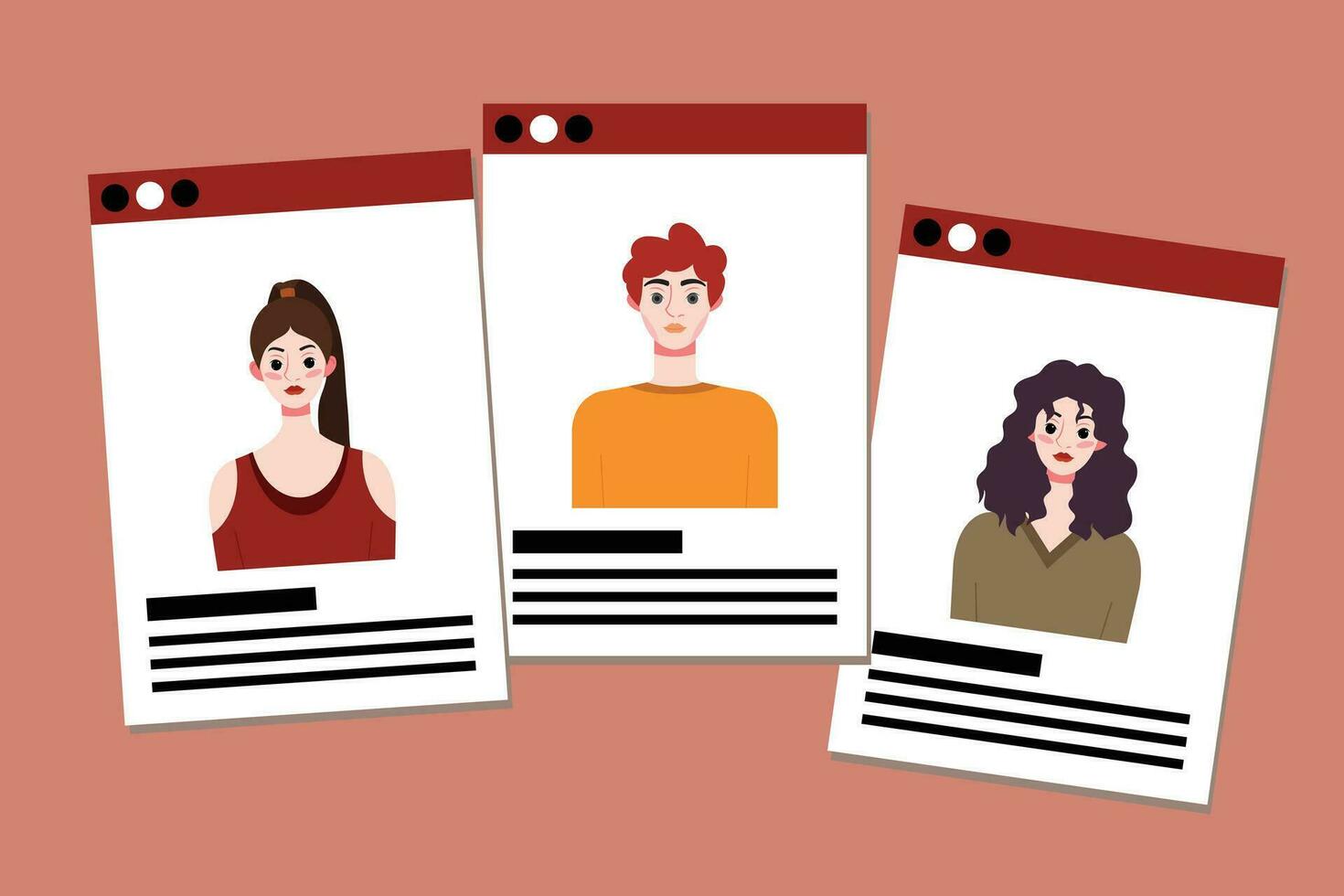 Set of profile photo templates for social networks. Vector illustration in flat style