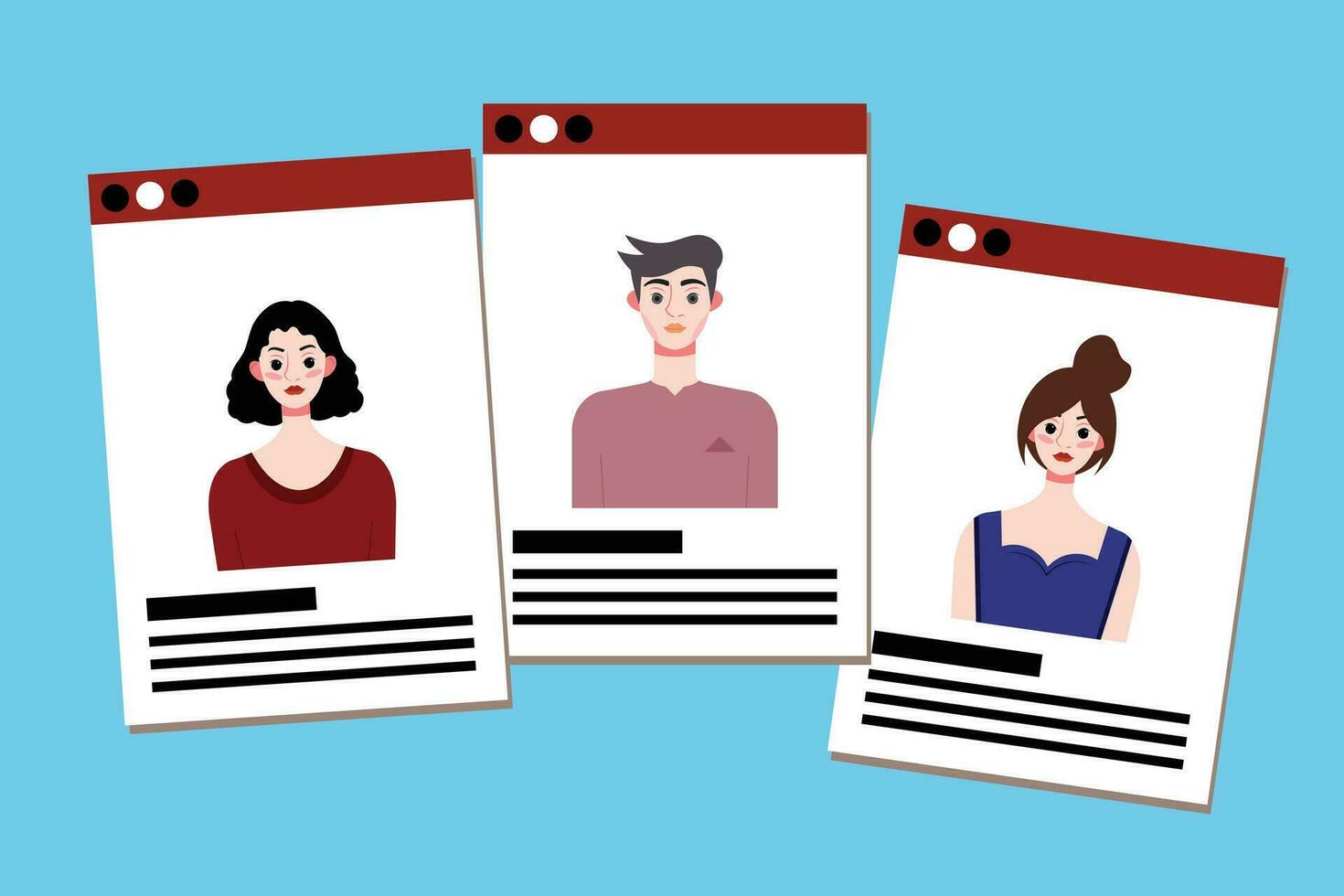 Set of profile photo templates for social networks. Vector illustration in flat style