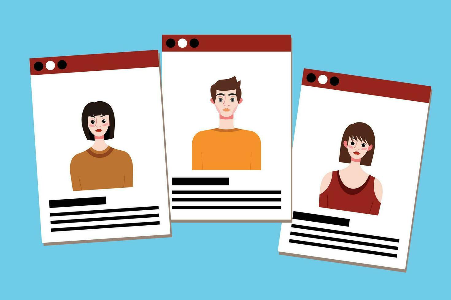 Set of profile photo templates for social networks. Vector illustration in flat style