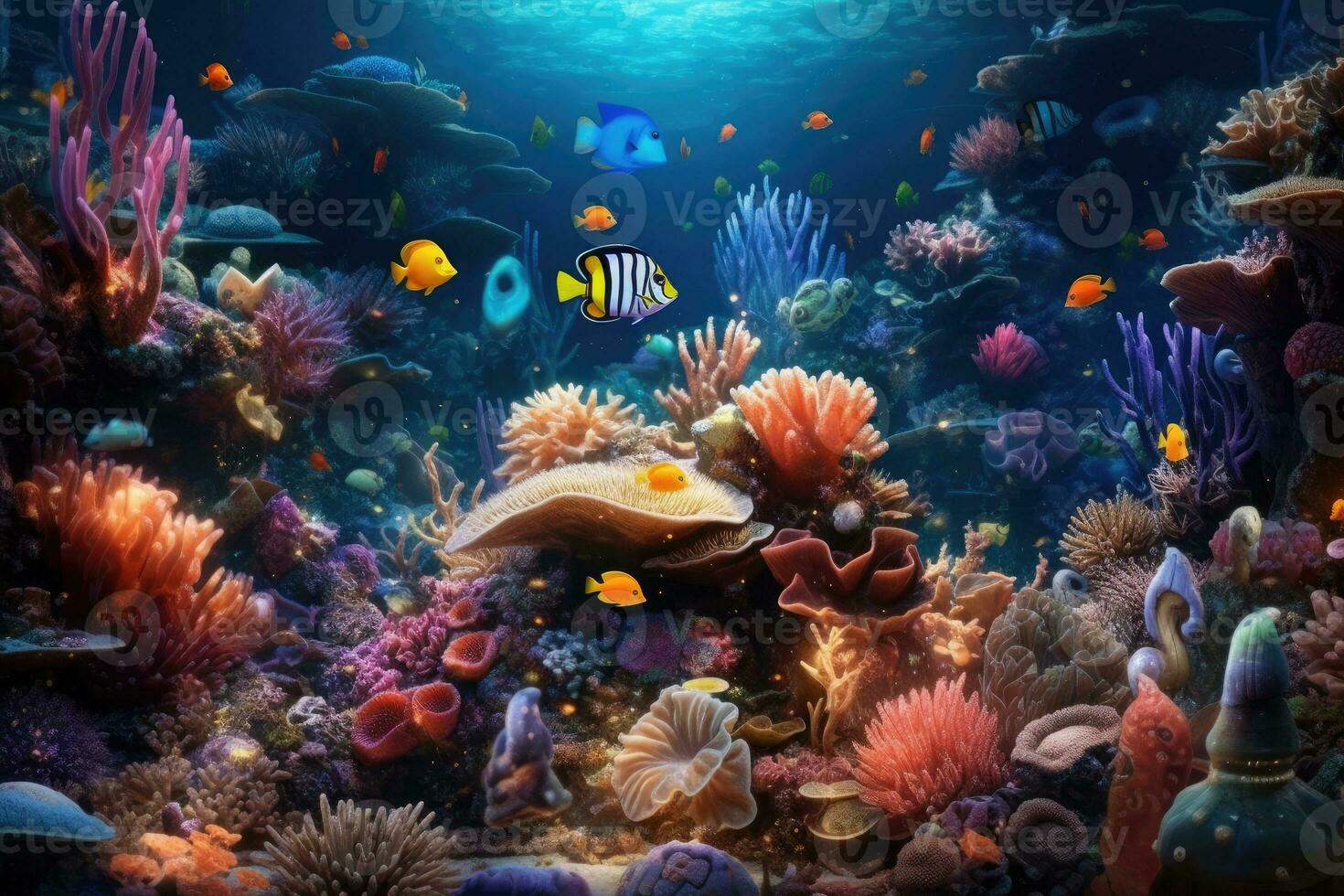 AI Generated Tropical sea underwater fishes on coral reef. Aquarium ...