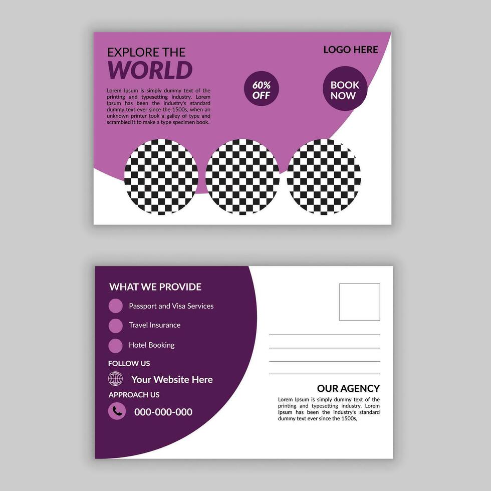 Modern Corporate Travel postcard design vector