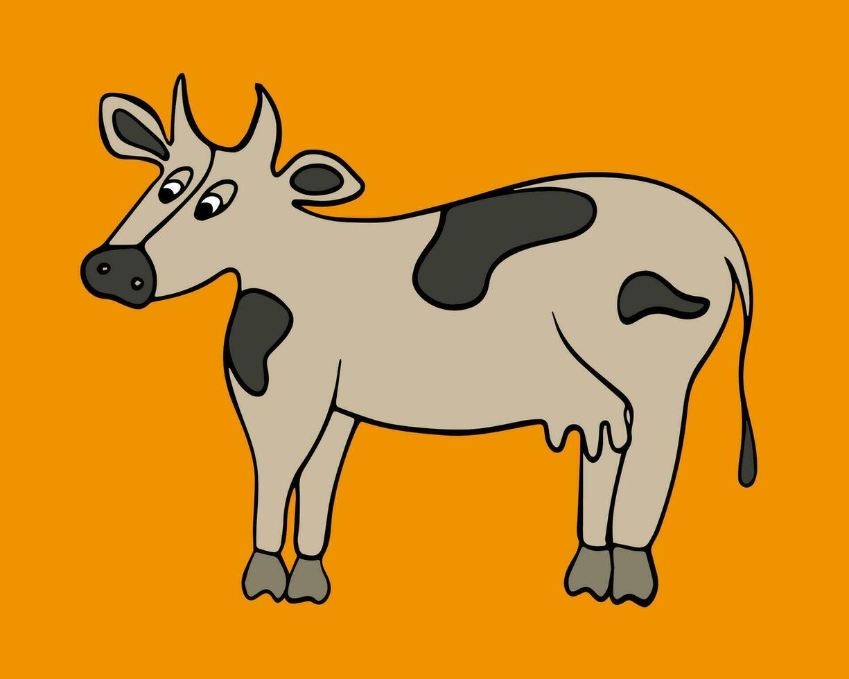 Vector isolated illustration of a cartoon cow. Pet to print.