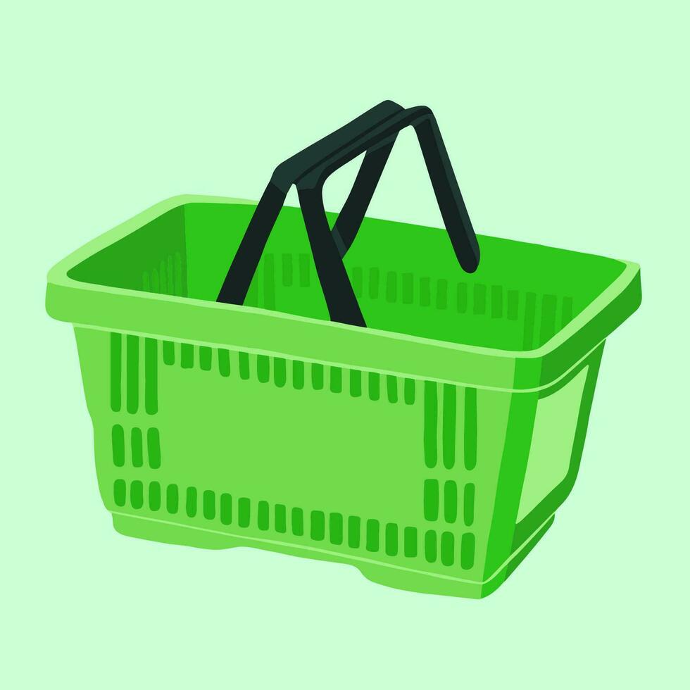 Vector isolated illustration of a shopping cart in a market.