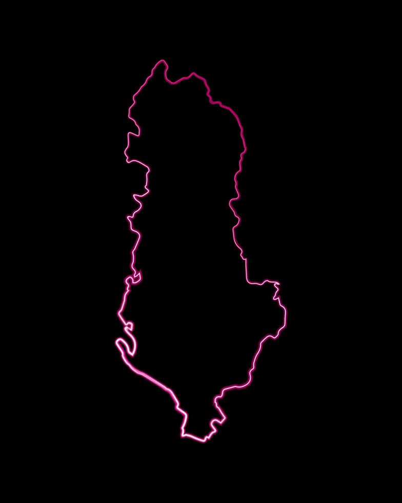 Vector isolated illustration of Albania map with neon effect.