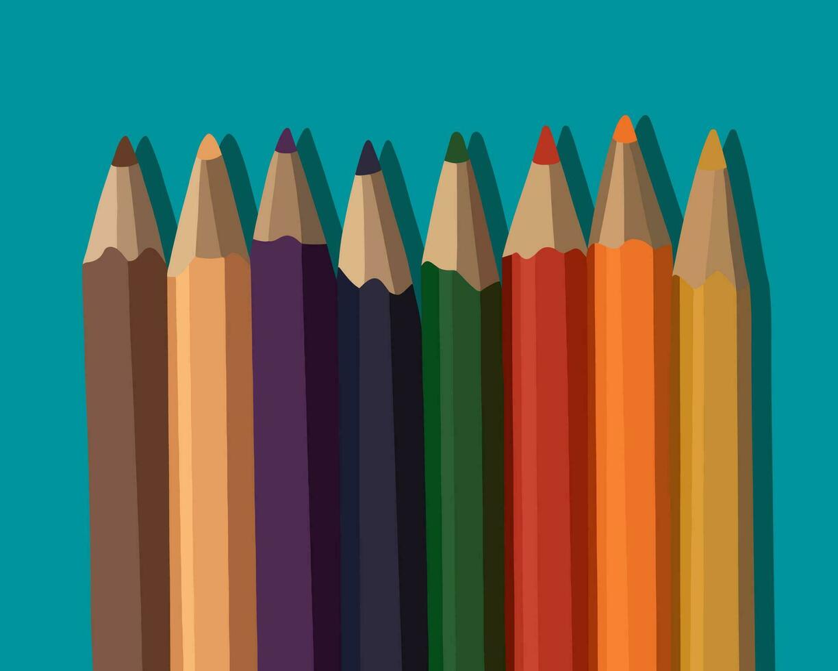 Vector isolated illustration of colored pencils set.