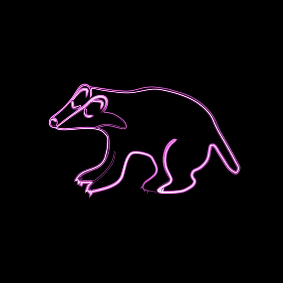 Vector illustration of a badger with a neon effect.