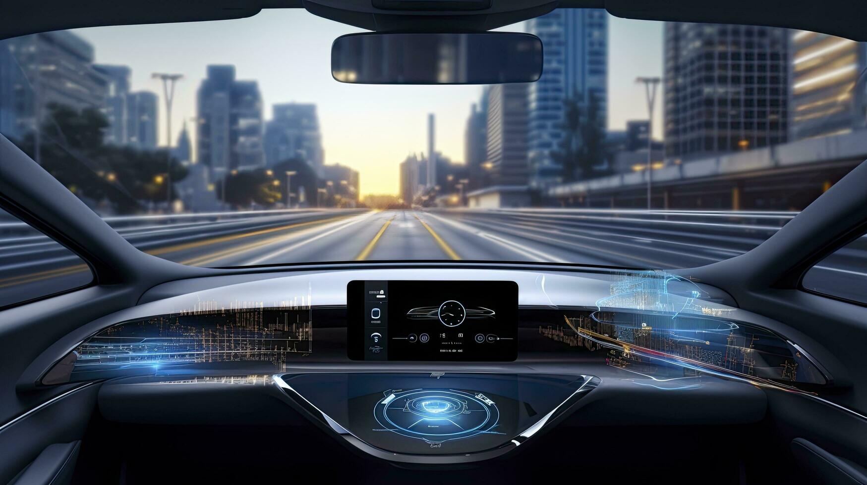 AI generated intelligent technology car with futuristic dashboard for autonomous control system photo