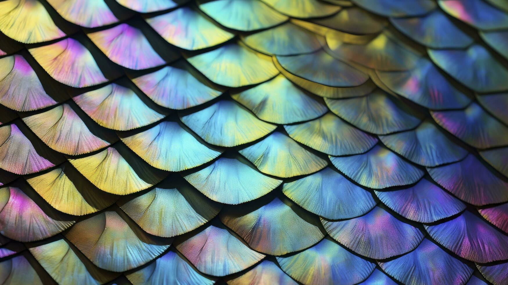 AI generated A macro shot of the colorful scales of a butterfly wing photo