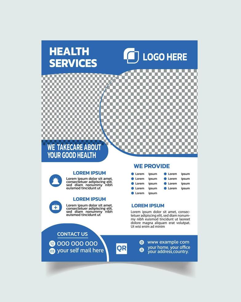 Luxury medical flyer, hospital flyer template unique medical cover layout a4 vector file
