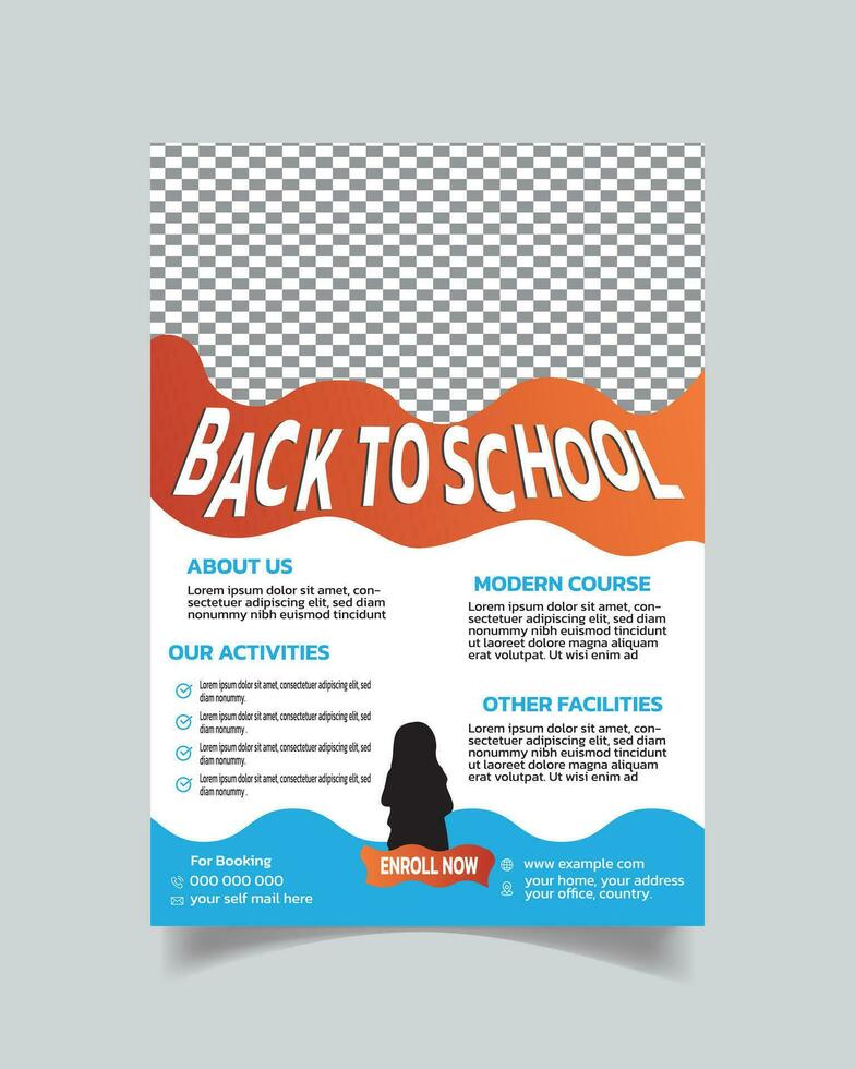 Kids Admission Modern Flyer Design and School Leaflet Design A4 vector