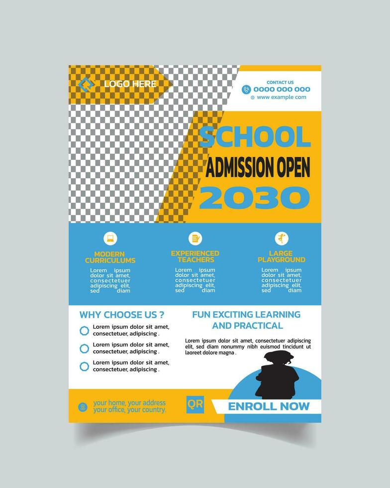 Trending Kids and School Admission Flyer Template and Pre-School Admission Advertisement Leaflet A4 vector