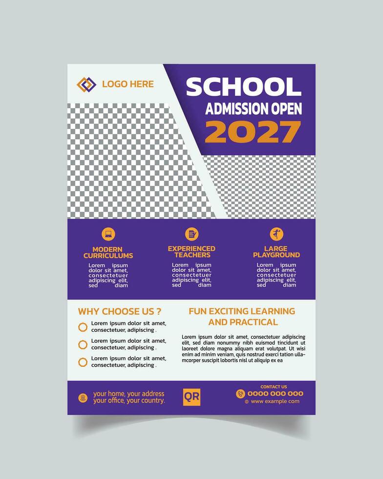 Kids School Admission Open Flyer Template and Pre-School Admission Advertisement Leaflet A4 vector