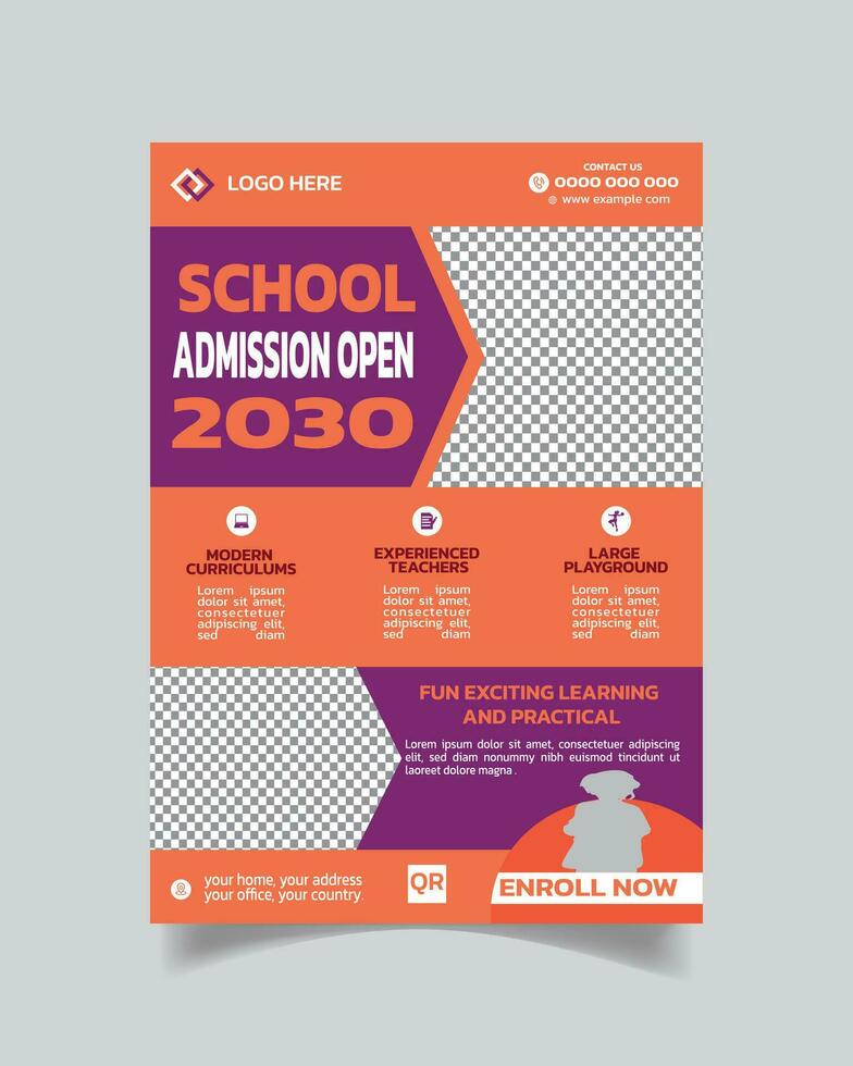 Studying or Education Flyer Template and School Admission Leaflet A4 vector