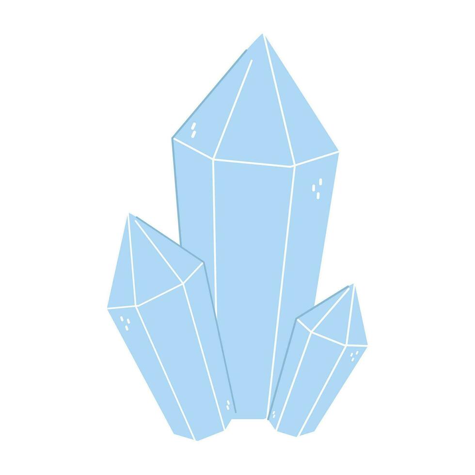 linda dibujos animados estilo curación cristales azul garabatear minerales aislado en blanco. vector