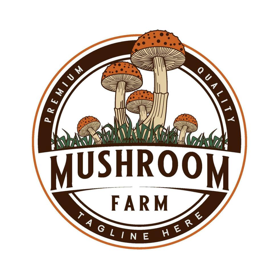 mushroom vector logo. mushroom farmer design, processing, cultivation and mushroom business.