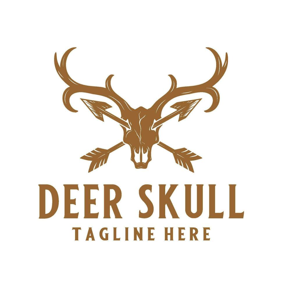 deer skull vector logo, deer skull symbol design for hunting wild animals
